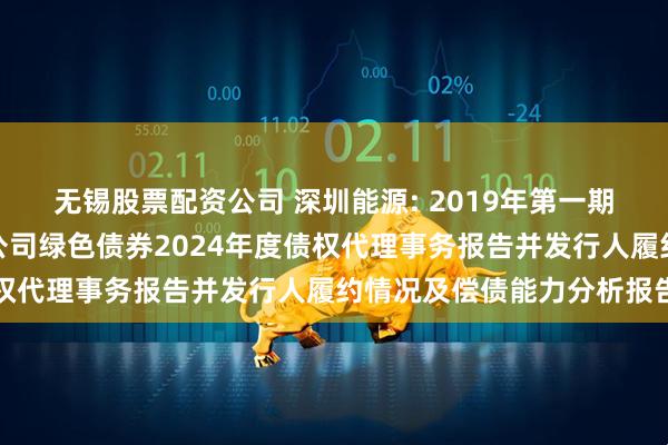 无锡股票配资公司 深圳能源: 2019年第一期深圳能源集团股份有限公司绿色债券2024年度债权代理事务报告并发行人履约情况及偿债能力分析报告